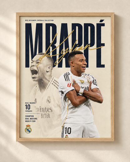 Kylian Mbappé - Real Madrid - framed football poster