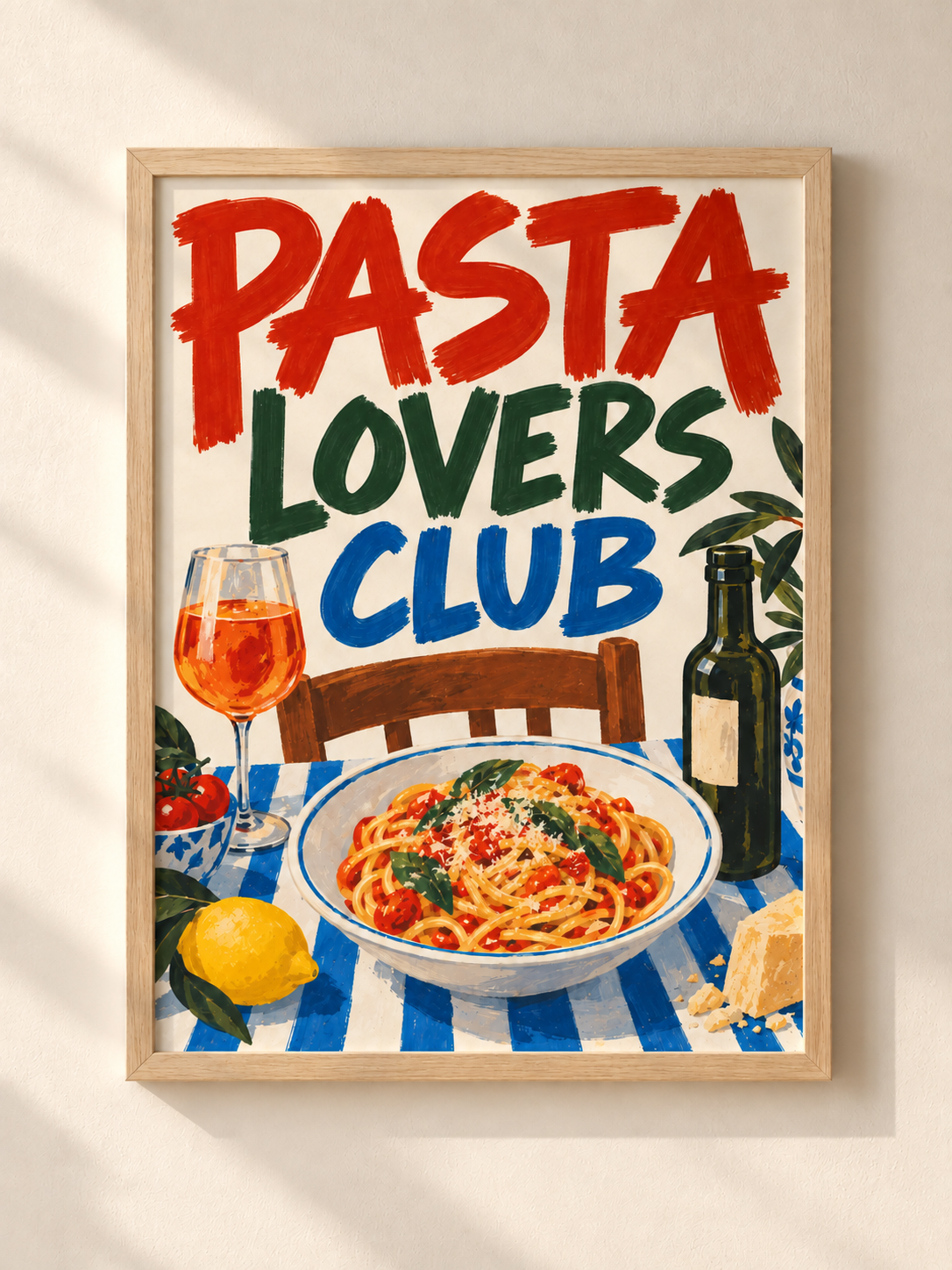 Pasta Lovers Club - plakat do kuchni w ramie
