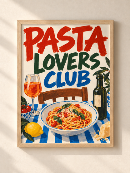 Pasta Lovers Club - plakat do kuchni w ramie