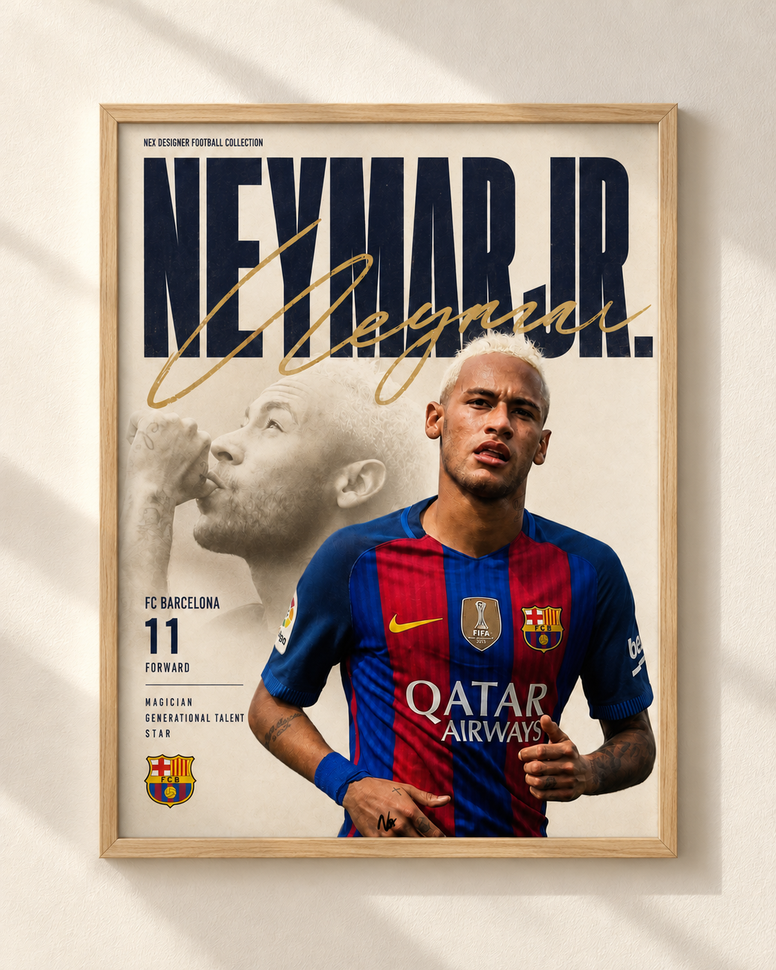 Neymar Jr. - FC Barcelona - framed football poster