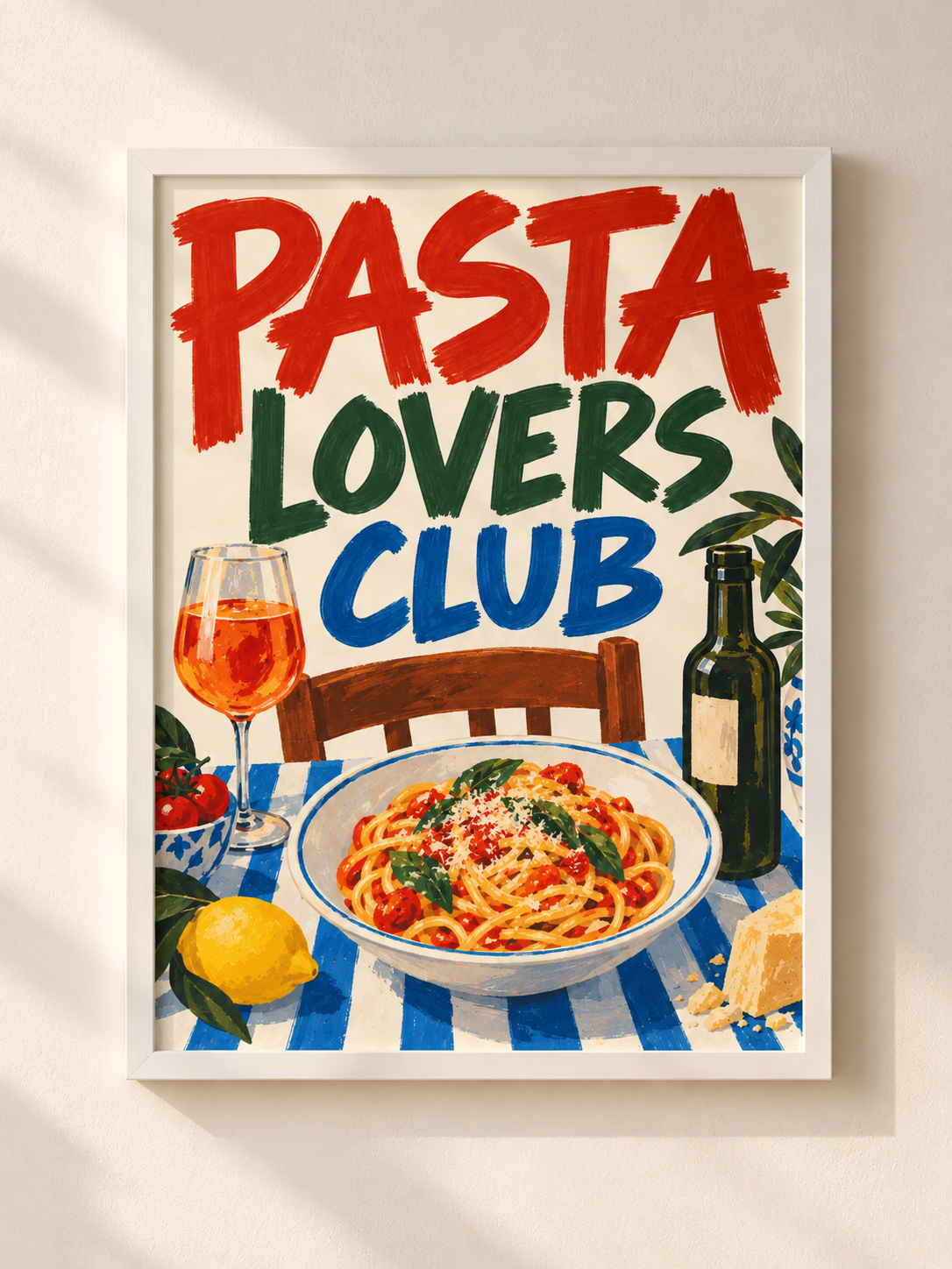 Pasta Lovers Club - plakat do kuchni w ramie