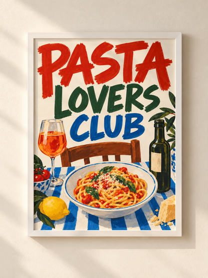 Pasta Lovers Club - plakat do kuchni w ramie