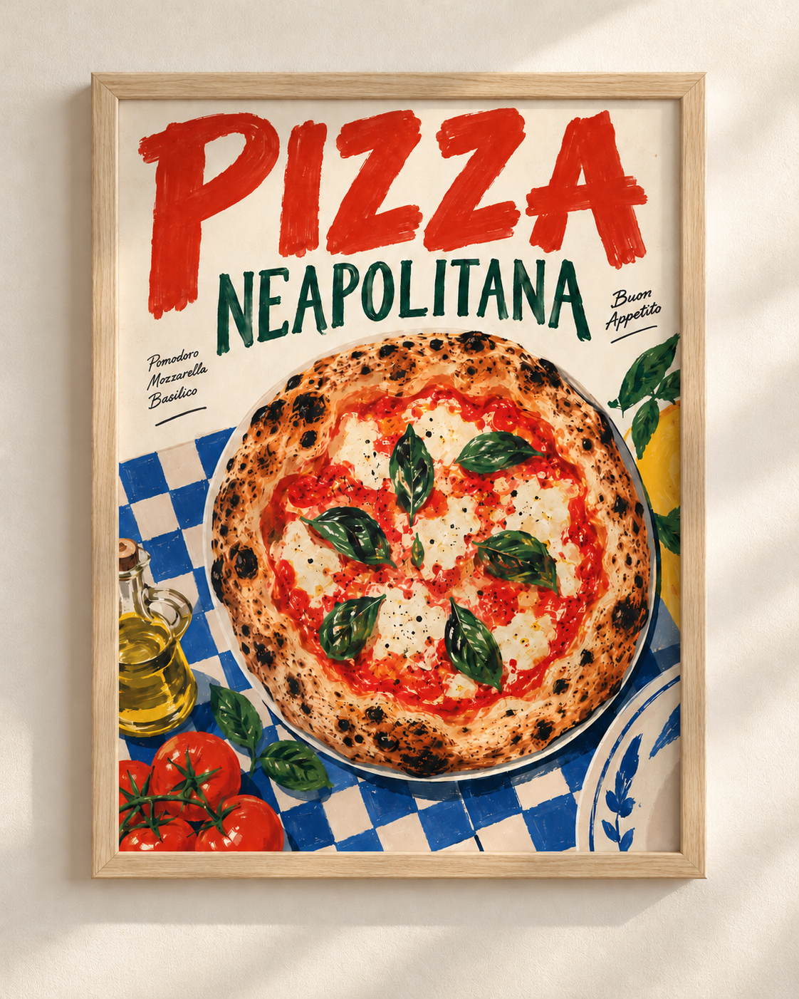 Pizza Neapolitana - plakat włoskiej kuchni w ramie