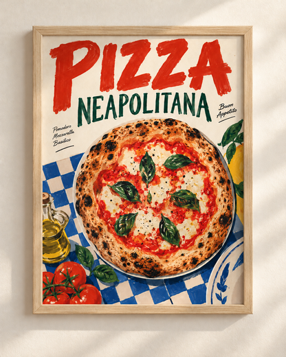 Pizza Neapolitana - plakat włoskiej kuchni w ramie