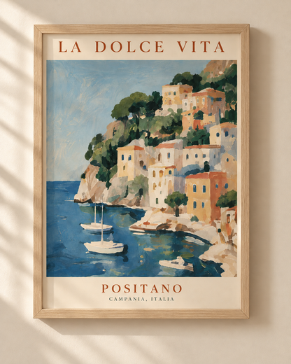 La Dolce Vita Positano - plakat podróżniczy w ramie