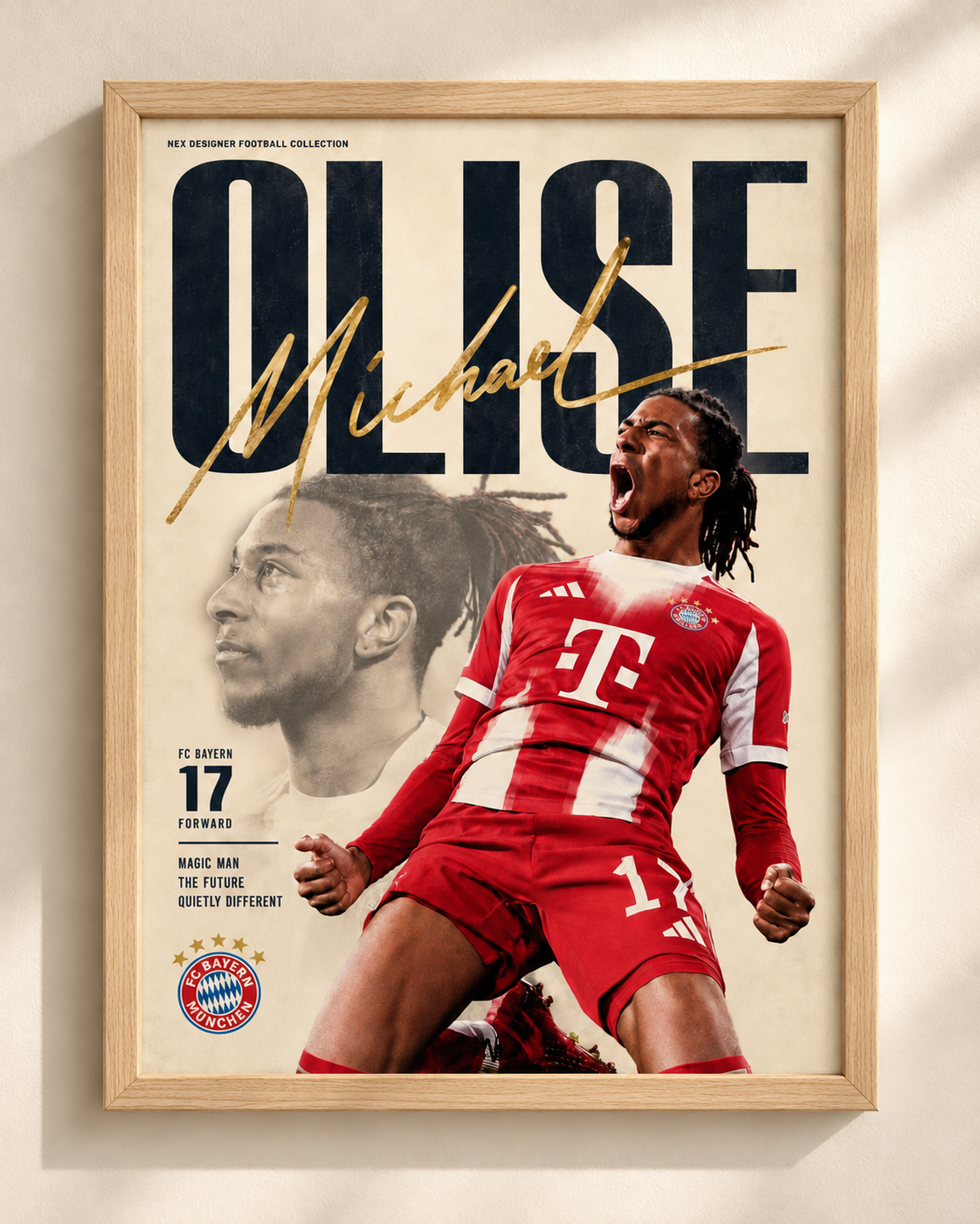 Michael Olise - FC Bayern - plakat piłkarski w ramie