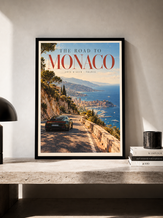 The Road to Monaco - plakat motorsportowy w ramie