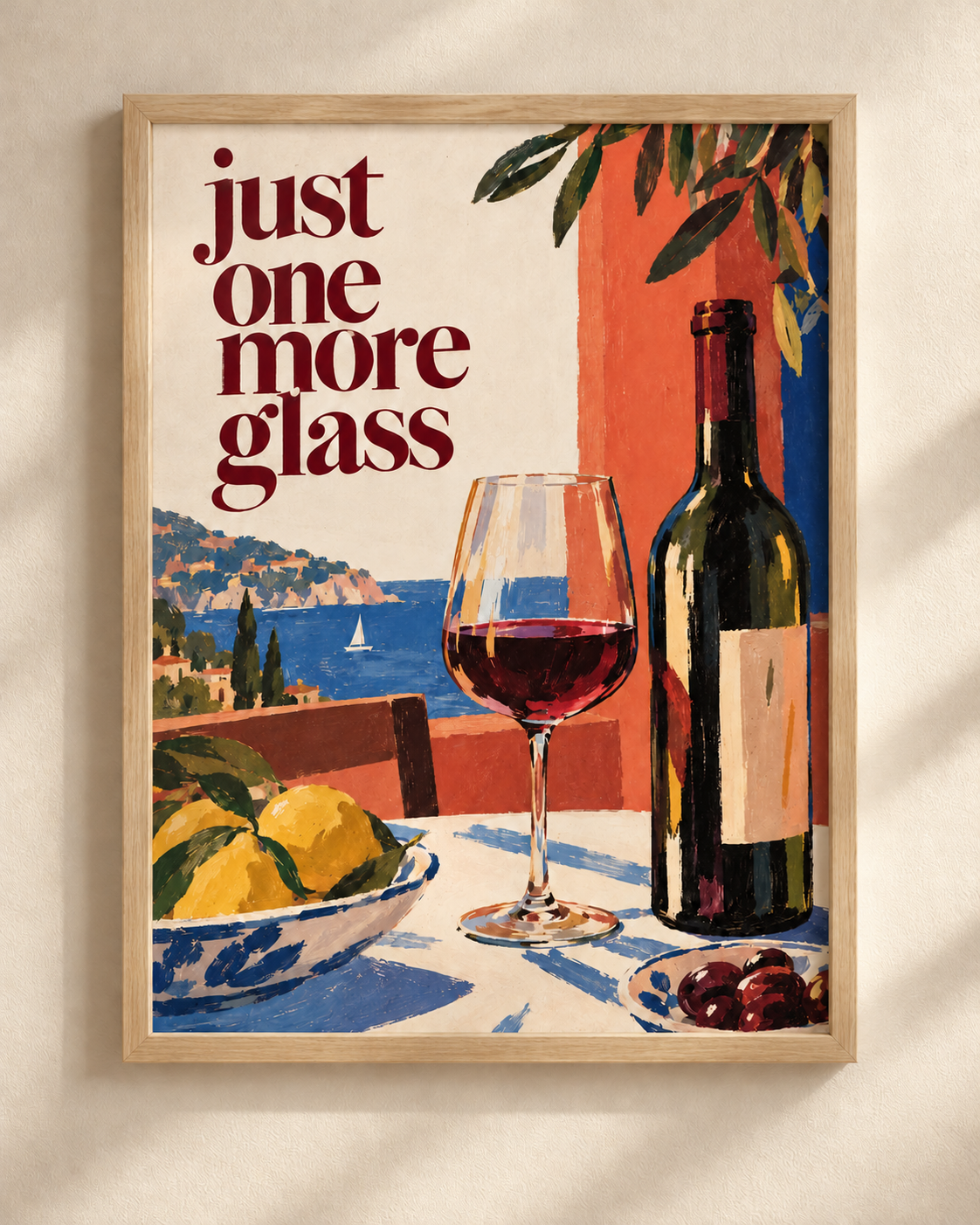 Just One More Glass - plakat śródziemnomorski w ramie