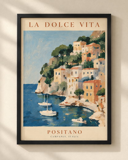 La Dolce Vita Positano - plakat podróżniczy w ramie