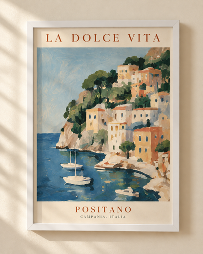 La Dolce Vita Positano - plakat podróżniczy w ramie