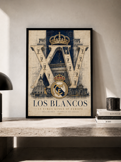 Real Madrid Los Blancos XV - plakat klubowy w ramie