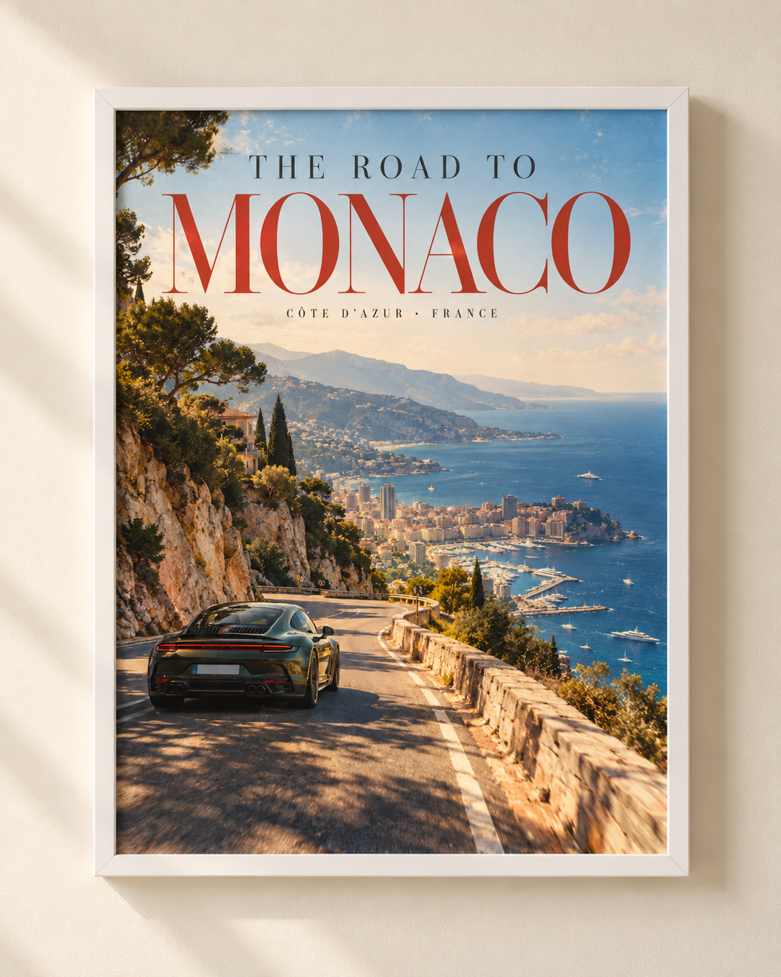 The Road to Monaco - plakat motorsportowy w ramie