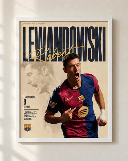 Robert Lewandowski - FC Barcelona - plakat piłkarski w ramie