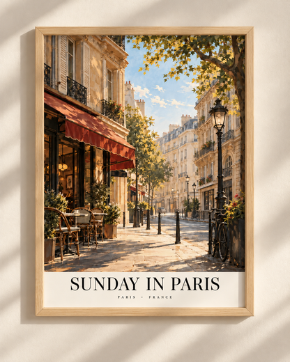 Sunday in Paris - plakat podróżniczy w ramie