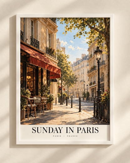 Sunday in Paris - plakat podróżniczy w ramie
