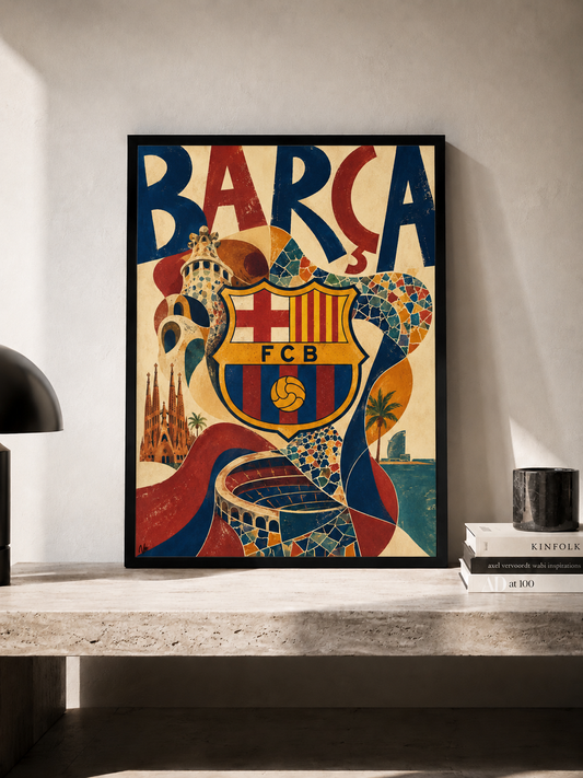 FC Barcelona - plakat retro w ramie