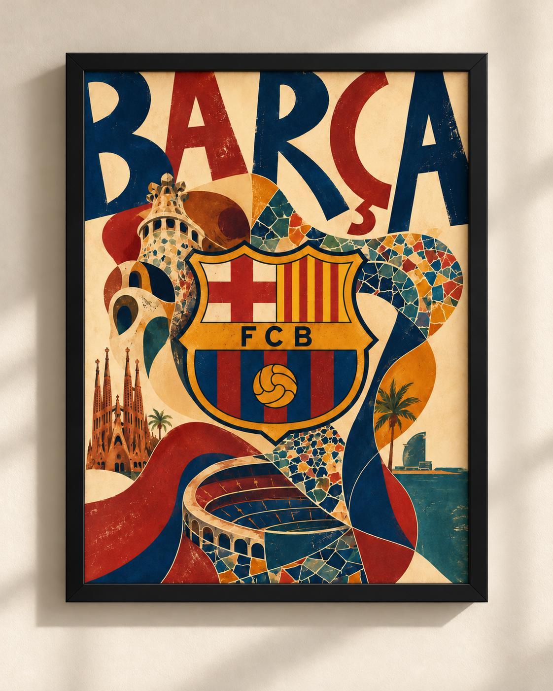 FC Barcelona - plakat retro w ramie