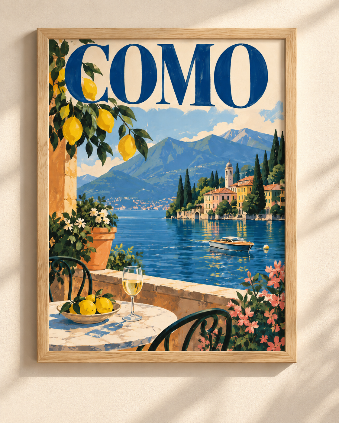 Como - plakat podróżniczy nad Jezioro Como w ramie