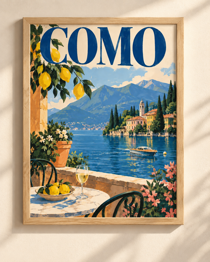 Como - plakat podróżniczy nad Jezioro Como w ramie