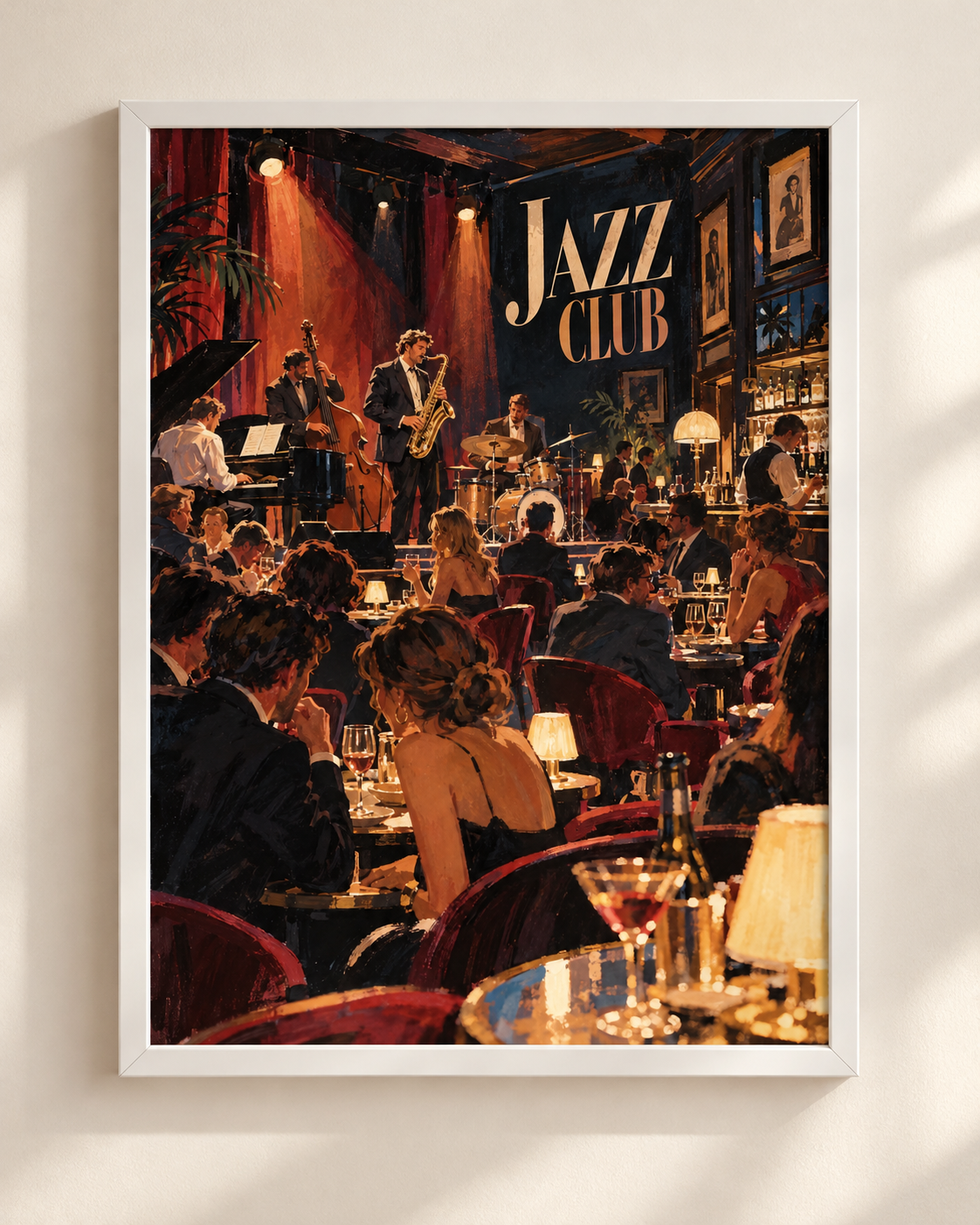Plakat Jazz Club Live Jazz w czarnej ramie