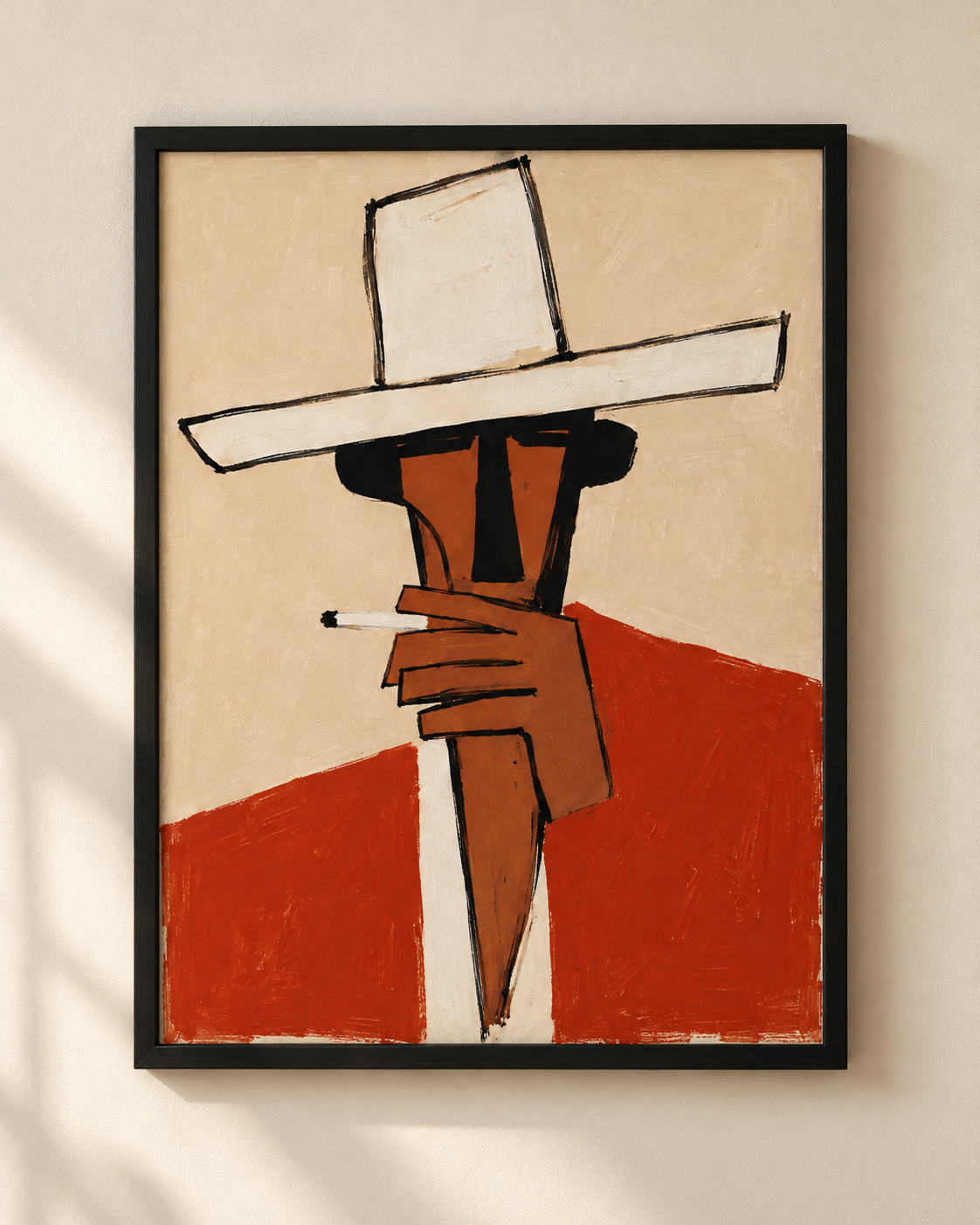 NEX Mistery Man abstract art poster in black frame