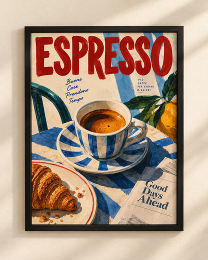 Plakat Espresso w czarnej ramie – retro plakat kawowy NEX