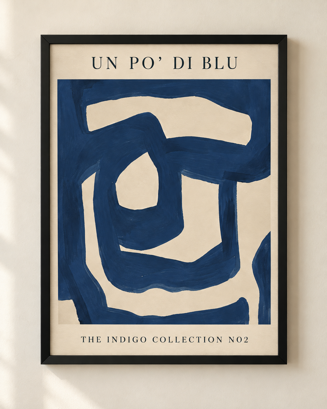 NEX Un Po’ di Blu Indigo Collection No. 2 abstract art poster in a black frame