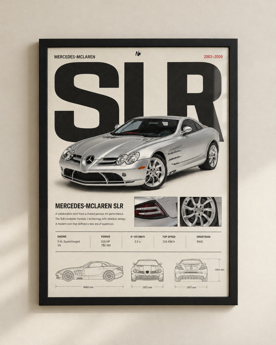 Plakat Mercedes-Benz SLR McLaren w czarnej ramie