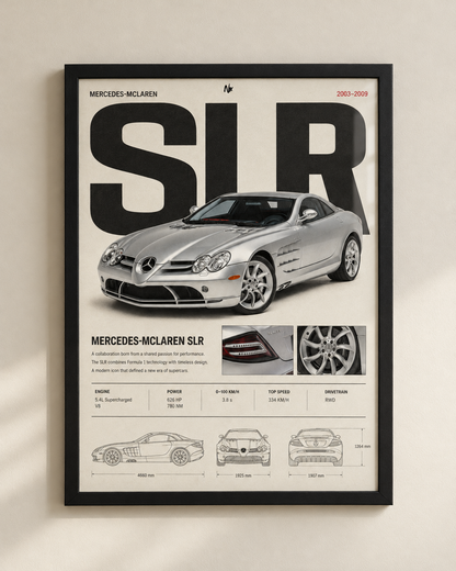 Plakat Mercedes-Benz SLR McLaren w czarnej ramie