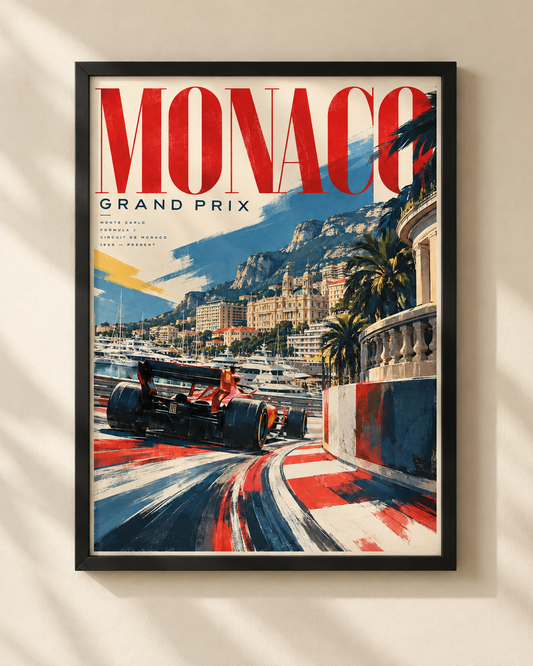 NEX Monaco Grand Prix poster in a black frame