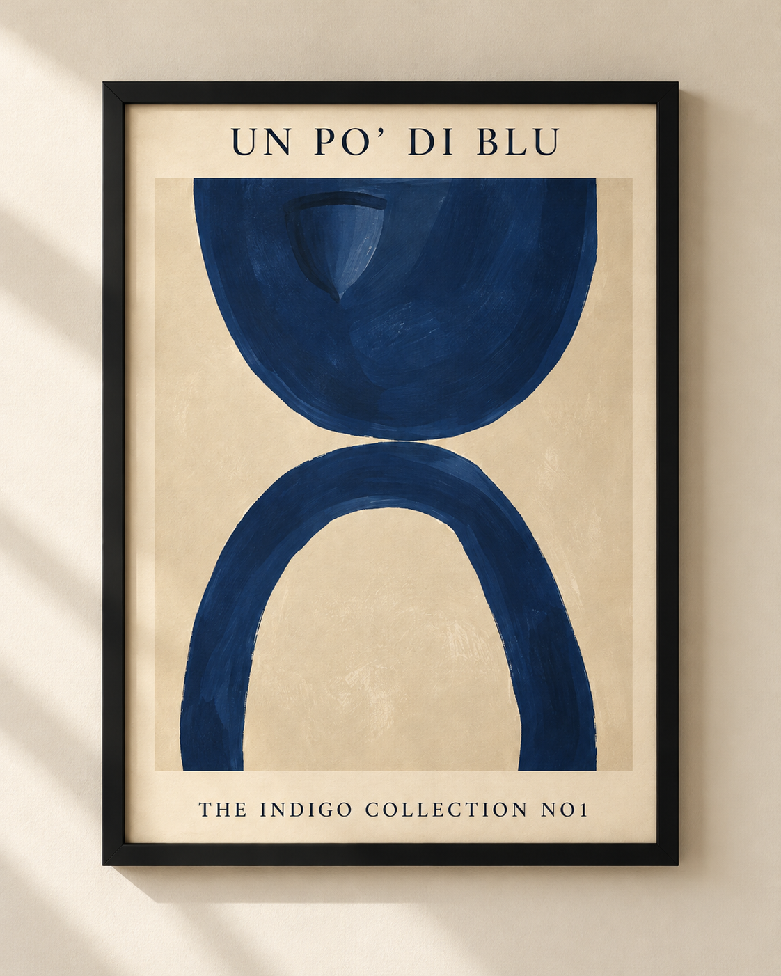 NEX Un Po' di Blu Indigo Collection No. 1 framed abstract indigo poster mockup